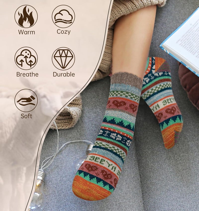 YSense Wool Socks for Women, Winter Boot Socks Stocking Stuffers Gifts for Women Warm Crew Hiking - Image 5